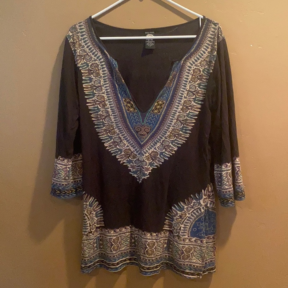 Lucky Brand Dark Brown 3/4 sleeve top 🧚